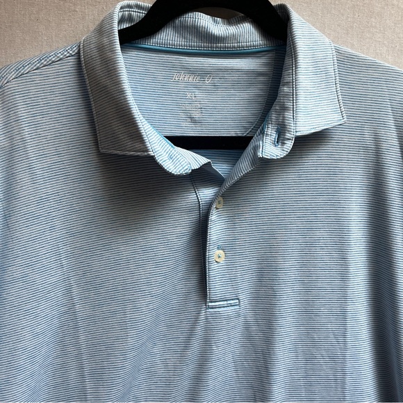 Johnnie O Light Blue Stripe Polo Shirt XL - Picture 5 of 9